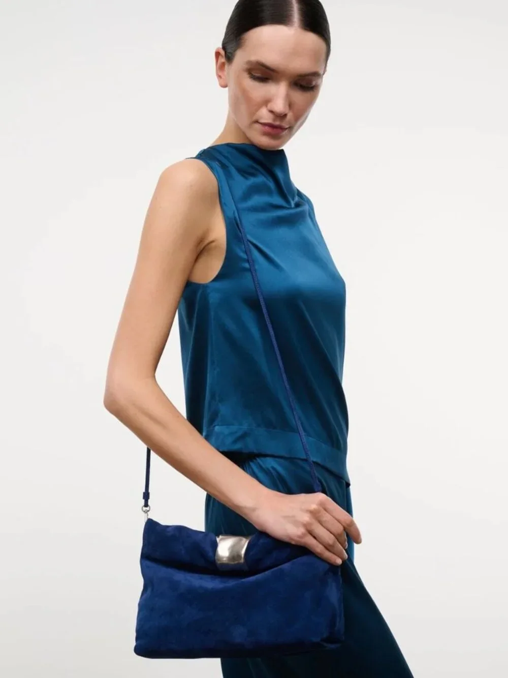Staud Cuff Clutch in Cobalt